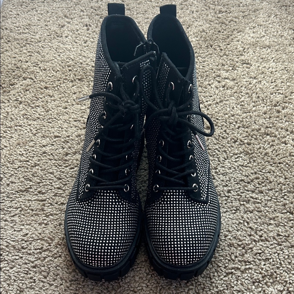 Steve Madden Black and White Combat Boots
